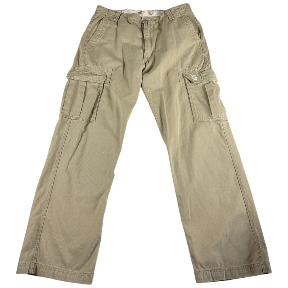 Levi's Authentic Loose Fit Straight Leg Cargo Pants Men 36x32 Beige Flap Pockets